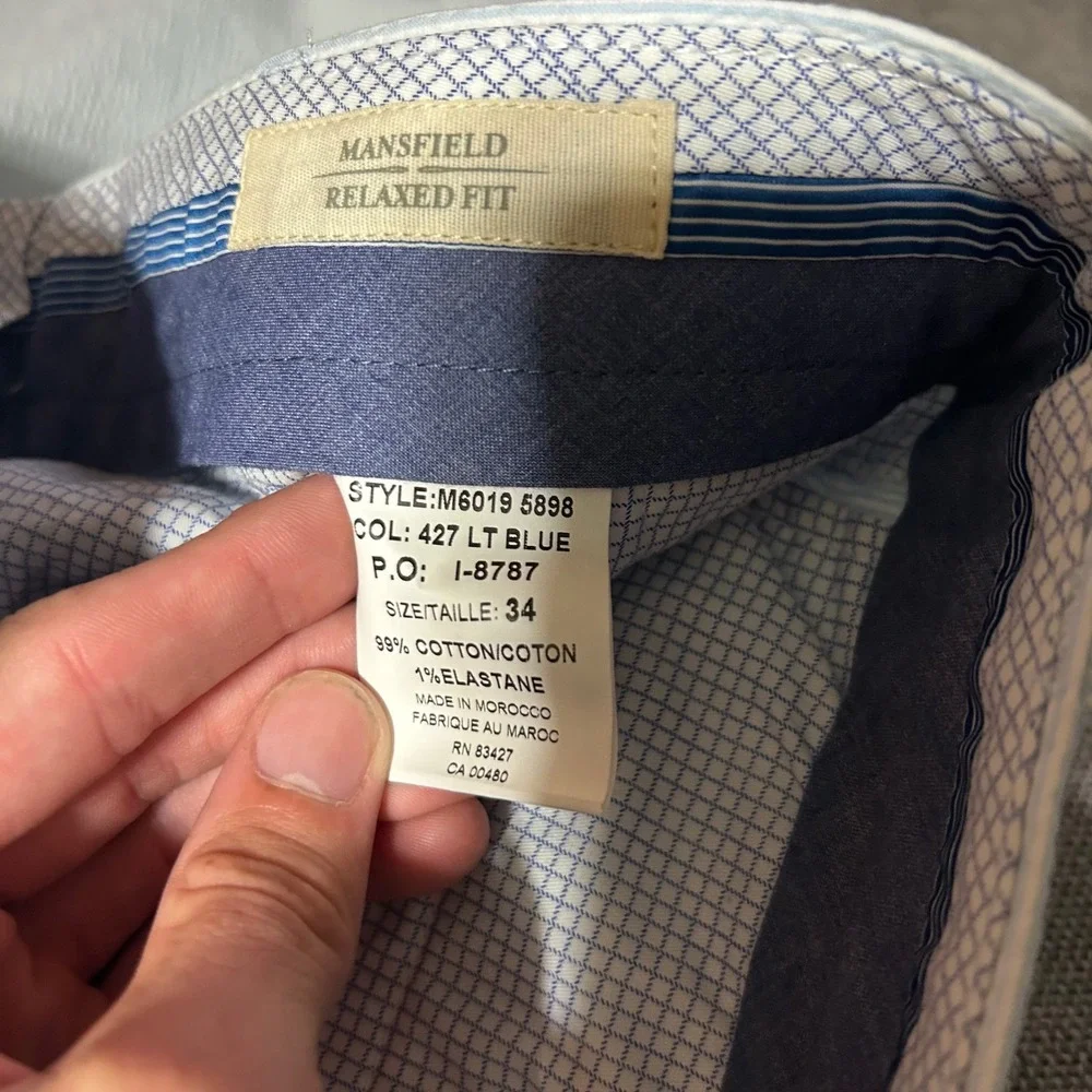 Ballin Mansfield Relaxed Fit Pants Mens 34 (Fits 35x36) Blue Seersucker Stripe